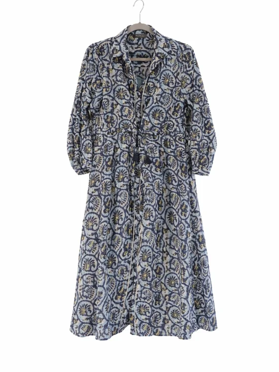 Maison Hotel Vintage Blue Cotton Roberta Dress Medium - Picture 2 of 10